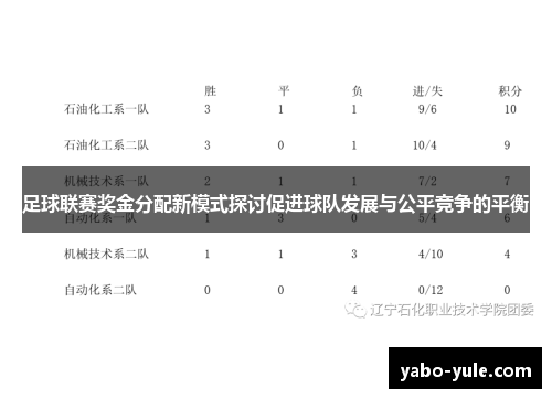 足球联赛奖金分配新模式探讨促进球队发展与公平竞争的平衡